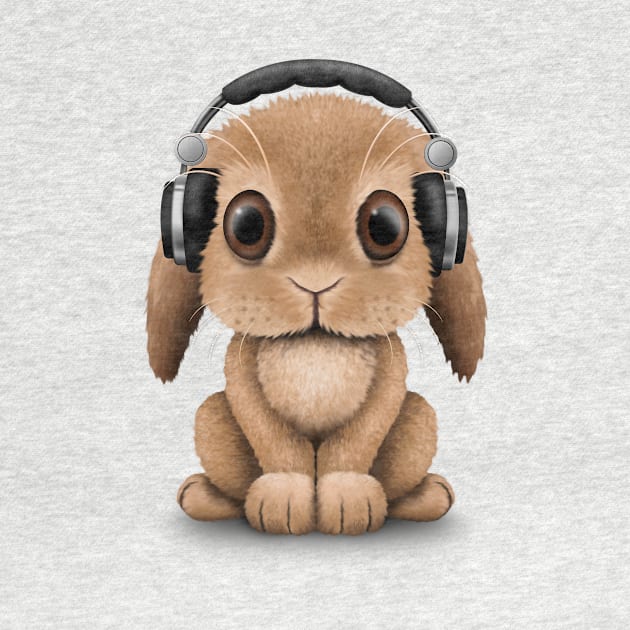 Cute Baby Bunny Dj Wearing Headphones by jeffbartels